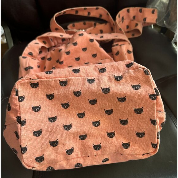 Cat Print Jr. Tote Bag With Appliqué Patches & Double Handles - Picture 10 of 12